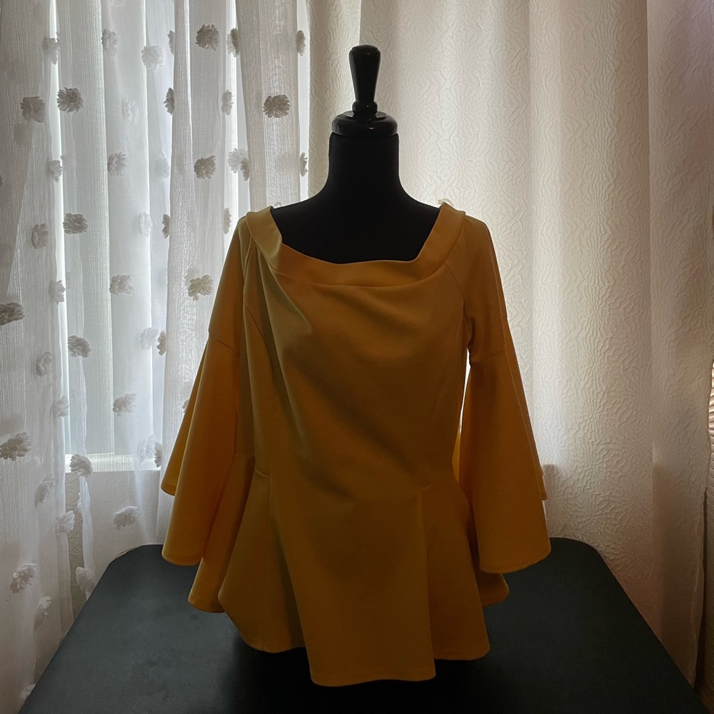Fashion Nova Yellow blouse flared sleeves